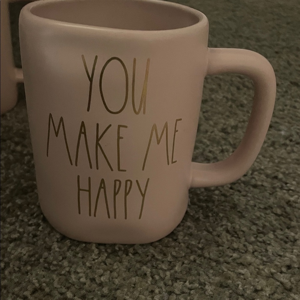 Rae Dunn Blush Mug with Gold Lettering